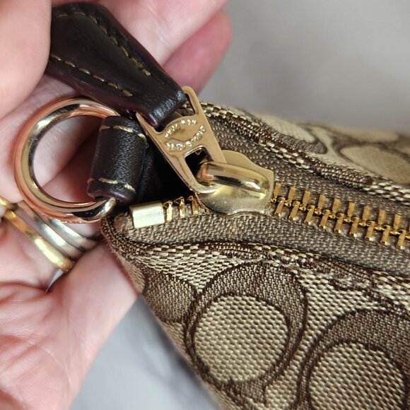 Coach Kelsey Jacquard Khaki Crossbody Bag Purse - Picture 9 of 16